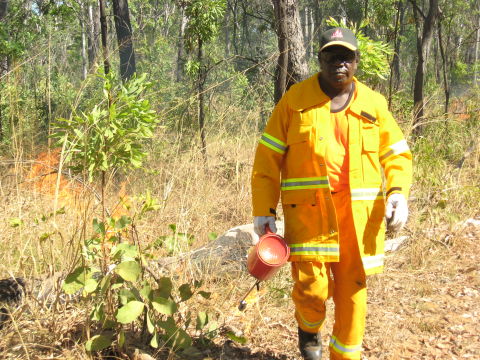 Colin from the Tiwi Island savanna burning carbon project putting in their traditional burns