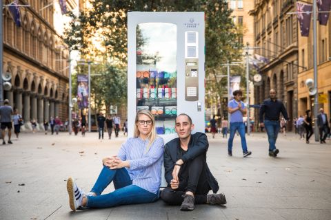 Artists Elizabeth Commandeur and Mark Starmach at Martin Place. Image: Katherine Griffiths, City of Sydney
