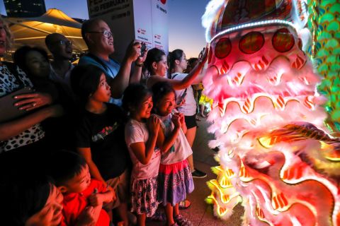 LED lion and dragon dances are a highlight experience of Sydney Lunar Festival. Credit: Katherine Griffiths.