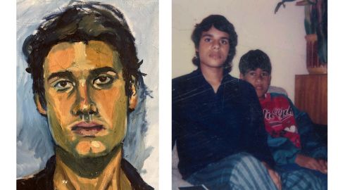 Left: Portrait of Lindsay Williams. Image: Rosalind Hepher, with respect. Right: Lindsay (left) and younger brother Kalmain. Photo: Norma Ingram