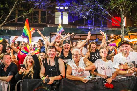 Spectators at the 2018 Sydney Gay and Lesbian Mardi Gras. Photo: Katherine Griffiths / City of Sydney