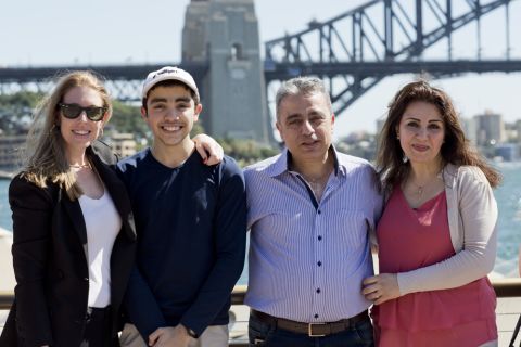 Kate, Salim, Farhan and Mahasen at Circular Quay. Credit: NS / City of Sydney