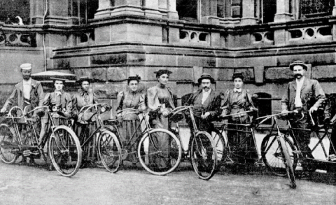 First ride of the Sydney Ladies Cycling Club - Sarah Maddock is 4th from the right with her husband Ernest next to her