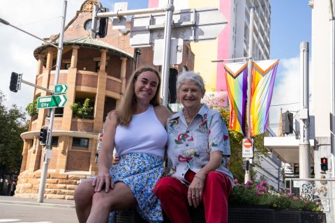 Linda Chalmers with her trans daughter Indica, at William Street, Darlinghurst