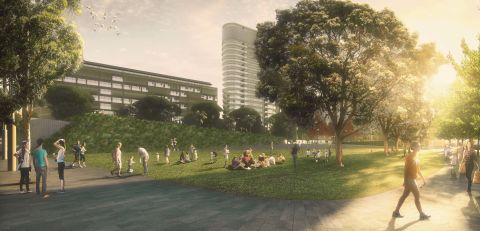 Artist impression of the Drying Green, Green Square
