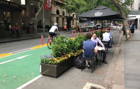 Expanded outdoor dining and footpath space will become a permanent fixture on Pitt Street under the proposed changes.