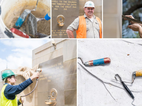 Andy Wilson is passionate about training new apprentices, to ensure the skills to preserve memorials like this live on. Photo: Chris Southwood / City of Sydney