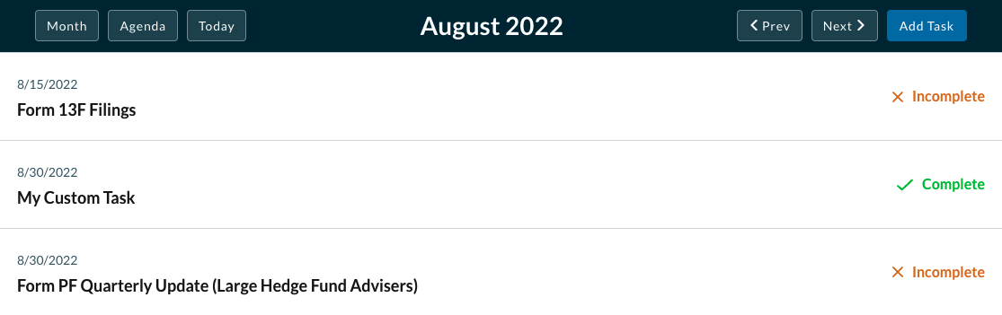 Calendar Agenda View