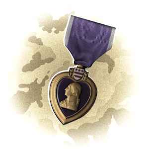 A graphic illustration of a Purple Heart medal