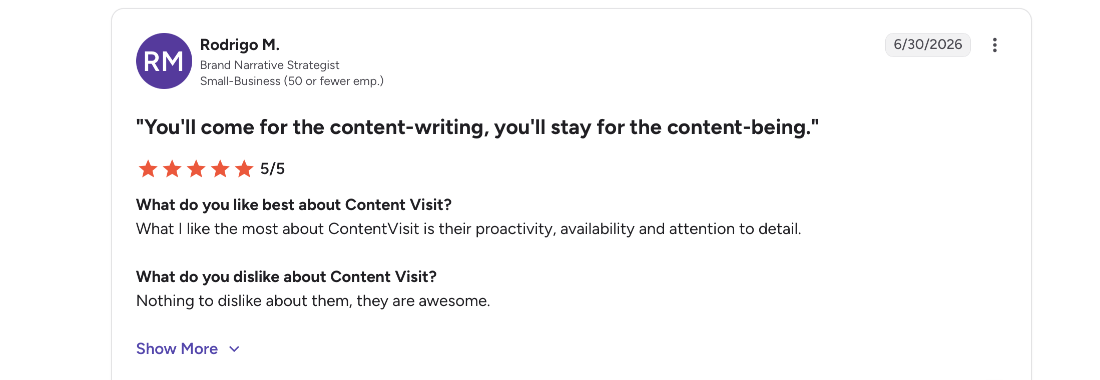 Content Visit G2 Review