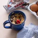Low Carb Raspberry Vanilla Brownie Bar Mug Cake