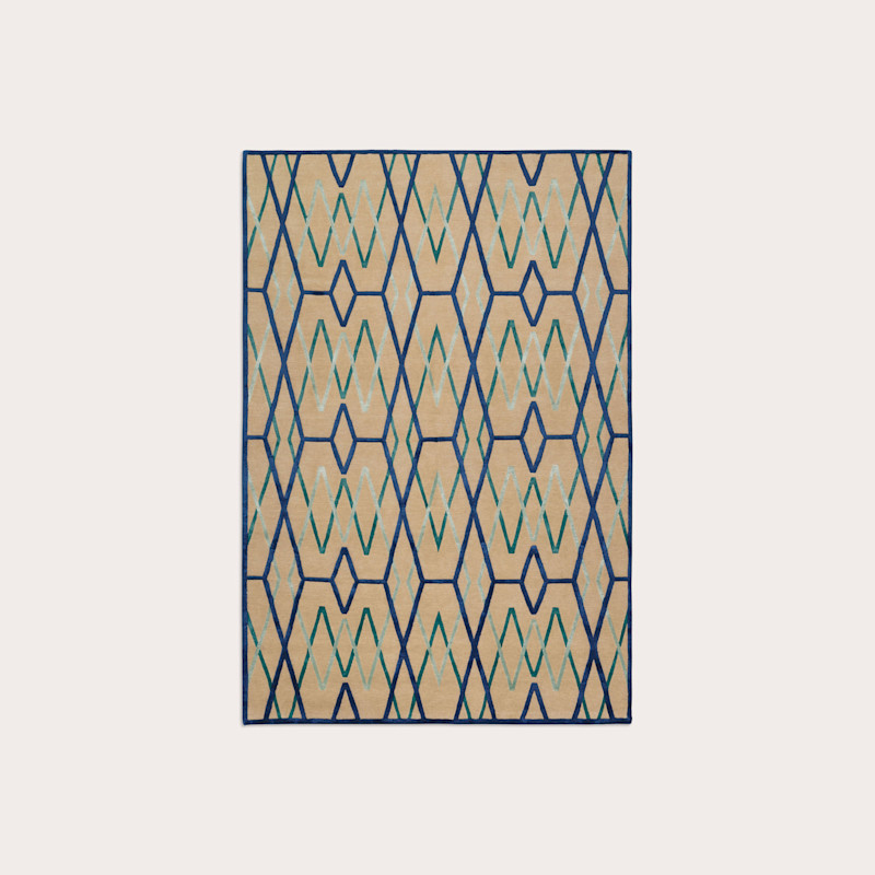 In studio photograph of Bamboo Trellis Blue