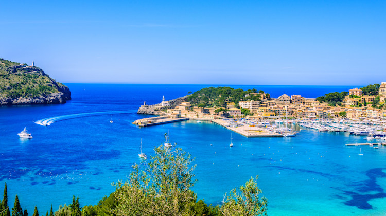 Bucht Badia de Sóller, Port de Sóller, Mallorca, Balearen