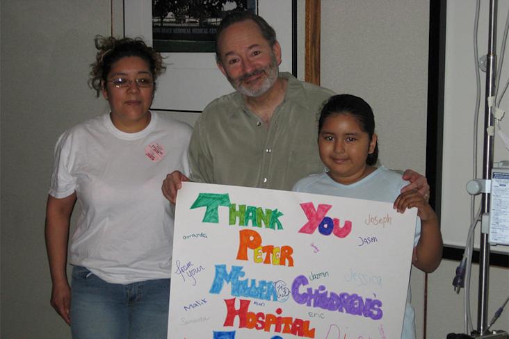 Peter Samuelson with family in hospital
