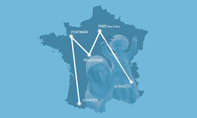 Neuvaine à ND Médaille Miraculeuse - Jour 9 - Carte de France montrant les sanctuaires mariales