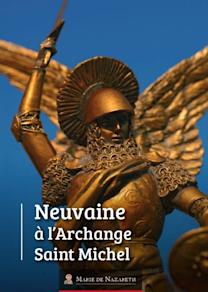 Neuvaine à saint Michel Archange - Le livret - Statue dorée de saint Michel en armure levant son glaive