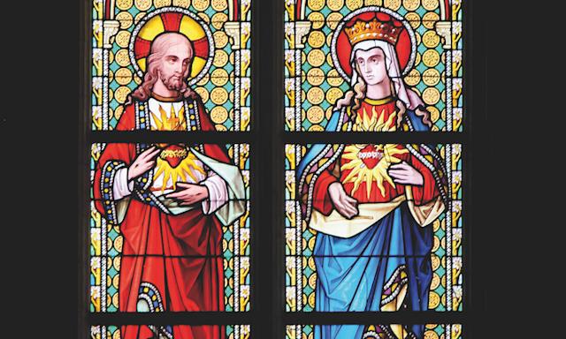 Neuvaine au Coeur Immaculé de Marie - Jour 5 - Vitrail des Cœurs Immaculés de Jésus et Marie