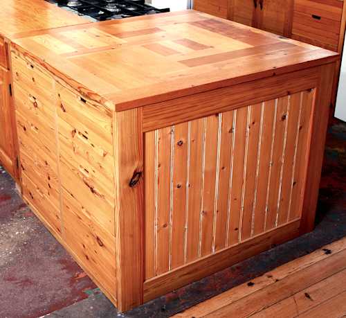 Counter top made from off cuts of Teak and Oregon Pine Counter top made from off cuts of Teak and Oregon Pine