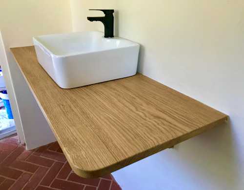 English oak bathroom counter. English oak bathroom counter.