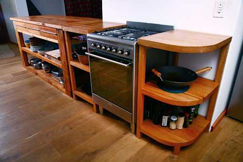 Oak oven side work benches. Oak oven side work benches.