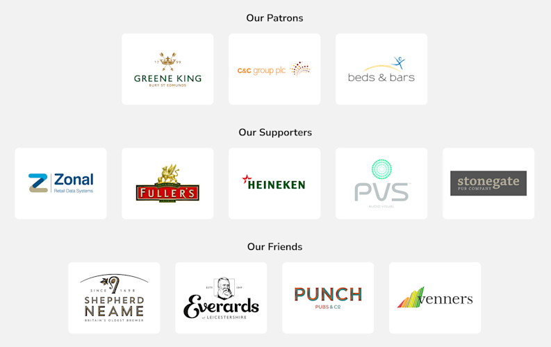 The logos of various organisations that support PubAid