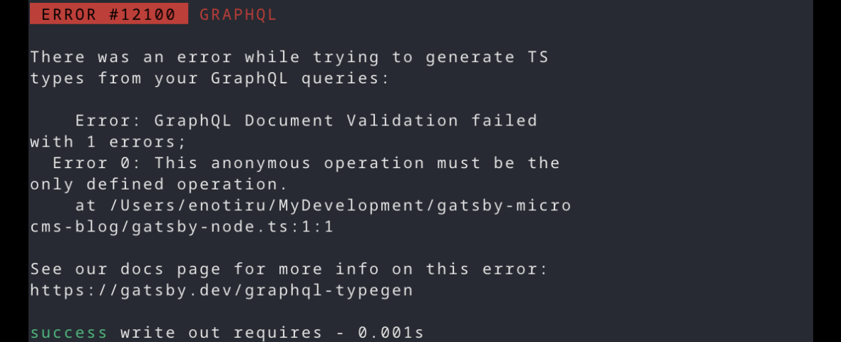 バージョン上げたら GraphQL Document Validation failedが消えない
