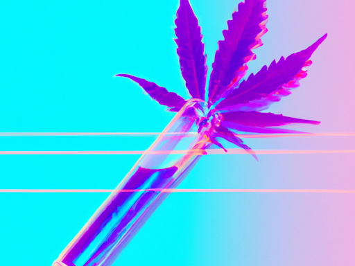 Illustration eines Cannabis-Blatts und einem Reagenzglas