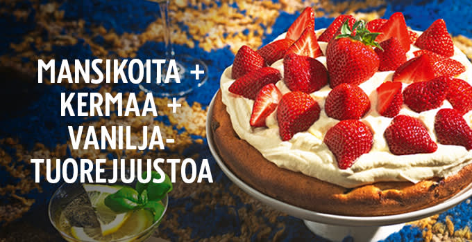 K-Supermarket 1+1+1 vinkki mansikkakakku