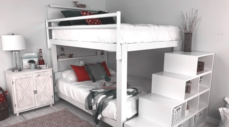 White Bunk Bed America Theme - 800x445%
