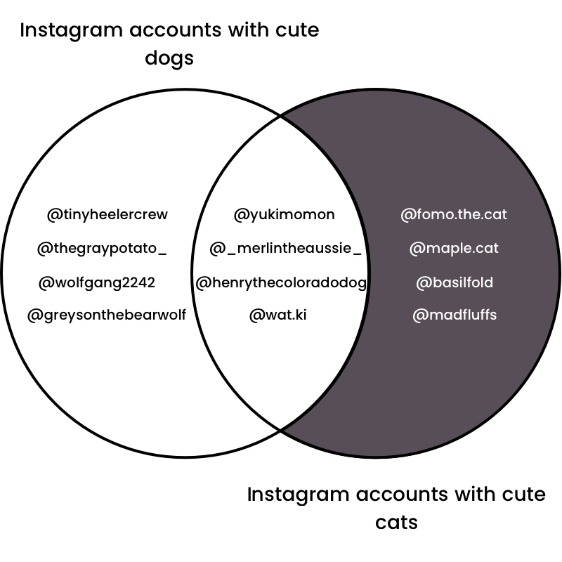 Relative complement of cute Instagram accounts
