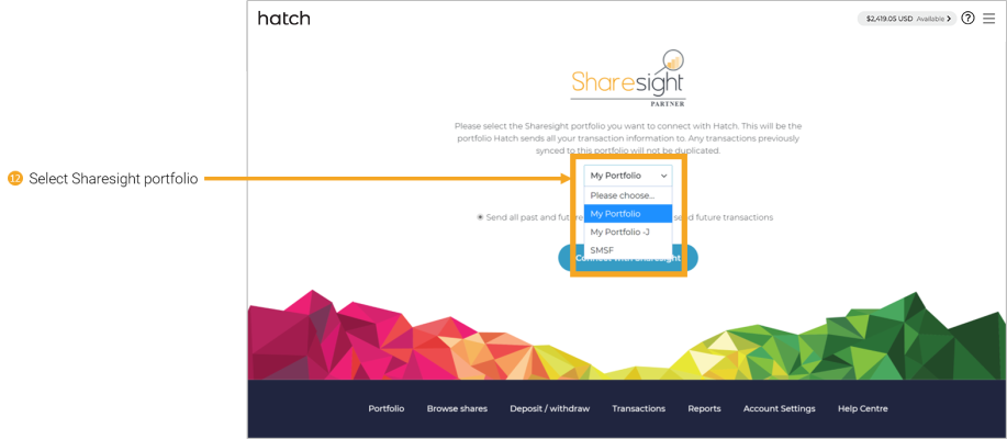 12 - connecting Hatch to Sharesight