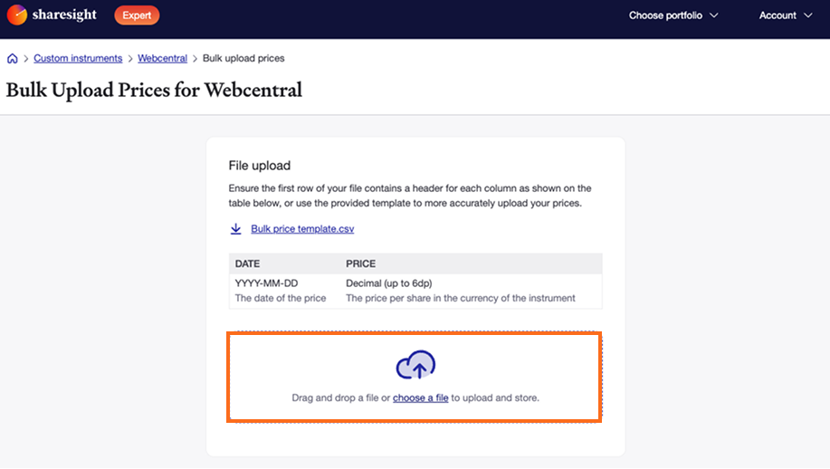Custom instrument price file