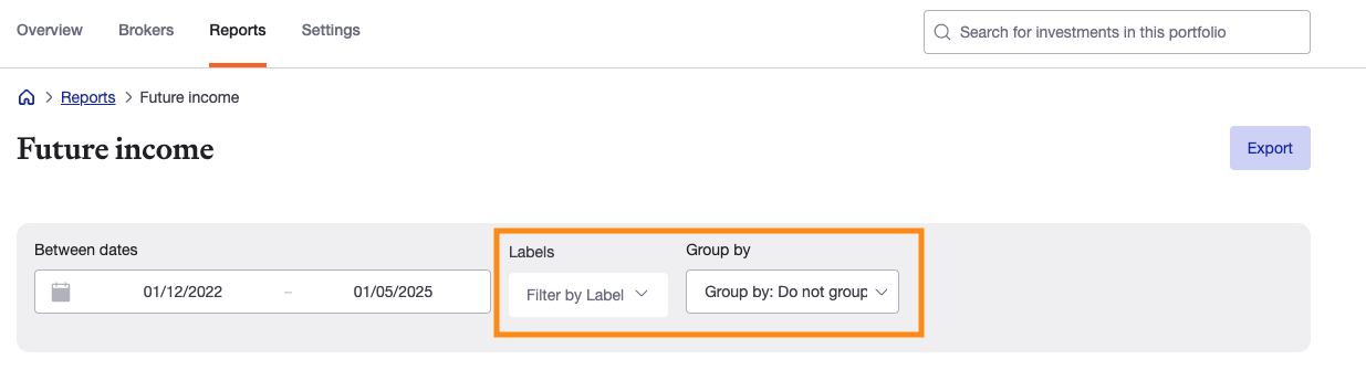 Future Income Report - additional features