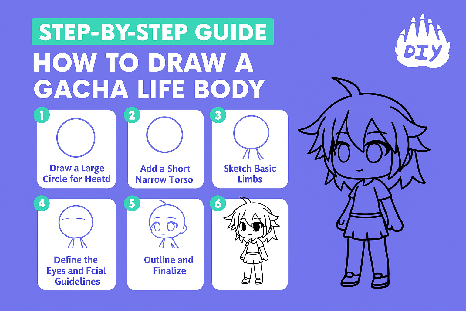Step-by-Step Guide. How to Draw a Gacha Life Body