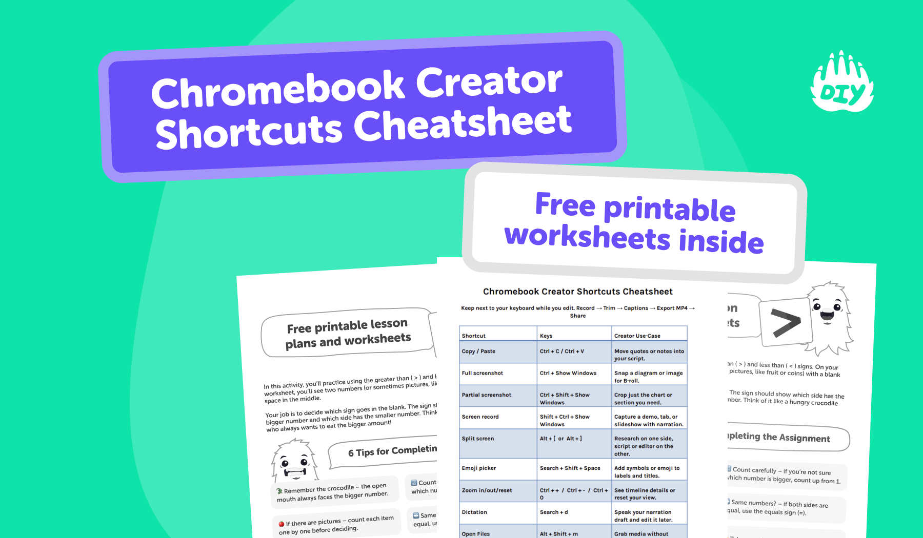 Chromebook Creator Shortcuts Cheatsheet