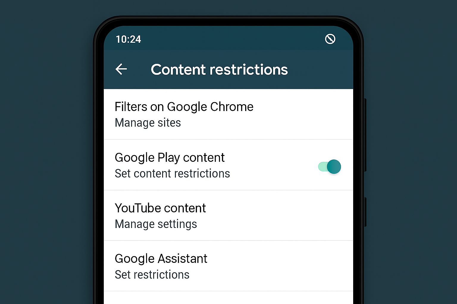 Screenshot: Android → Family Link → Content restrictions