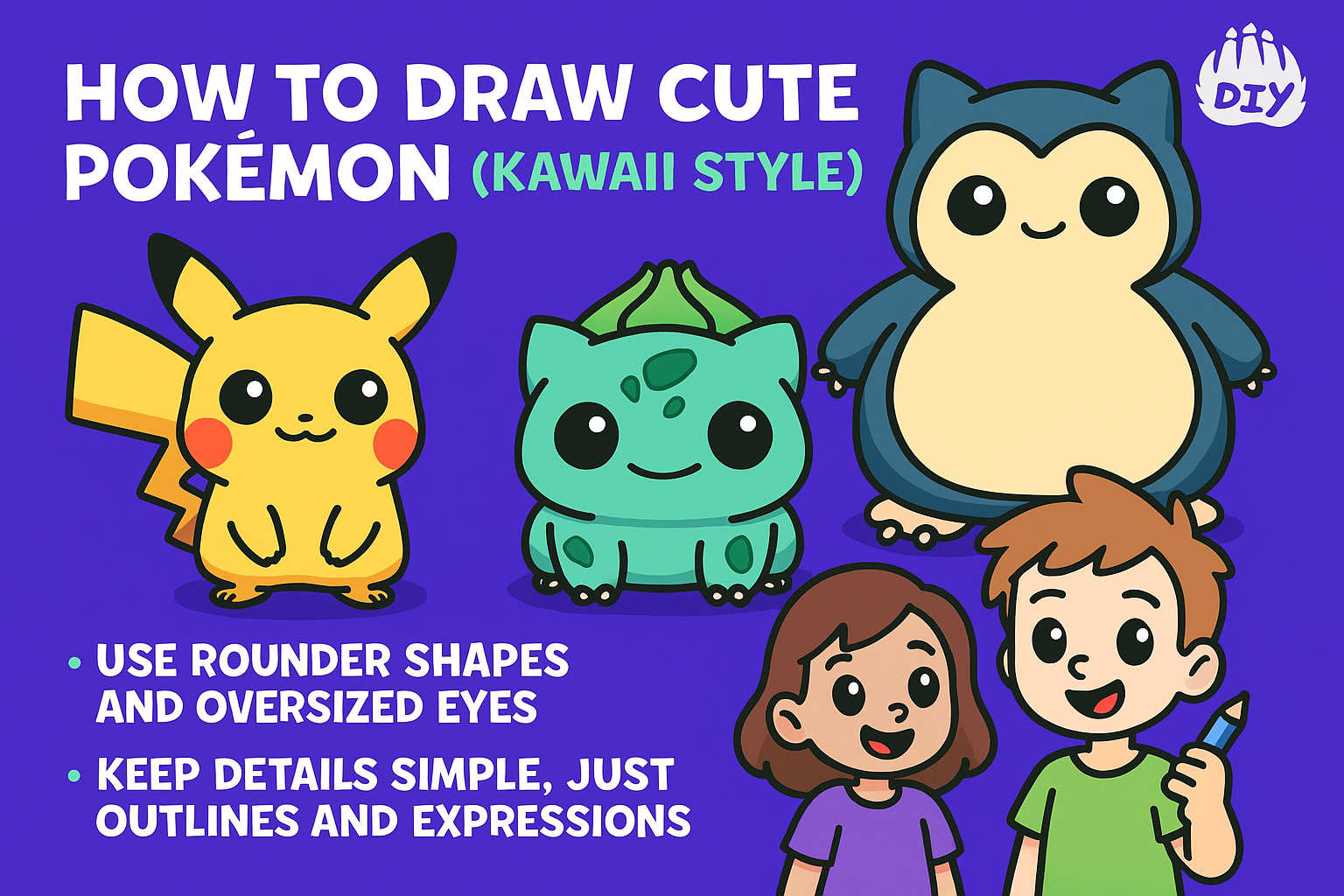 4. How to Draw Cute Pokémon (Kawaii Style)