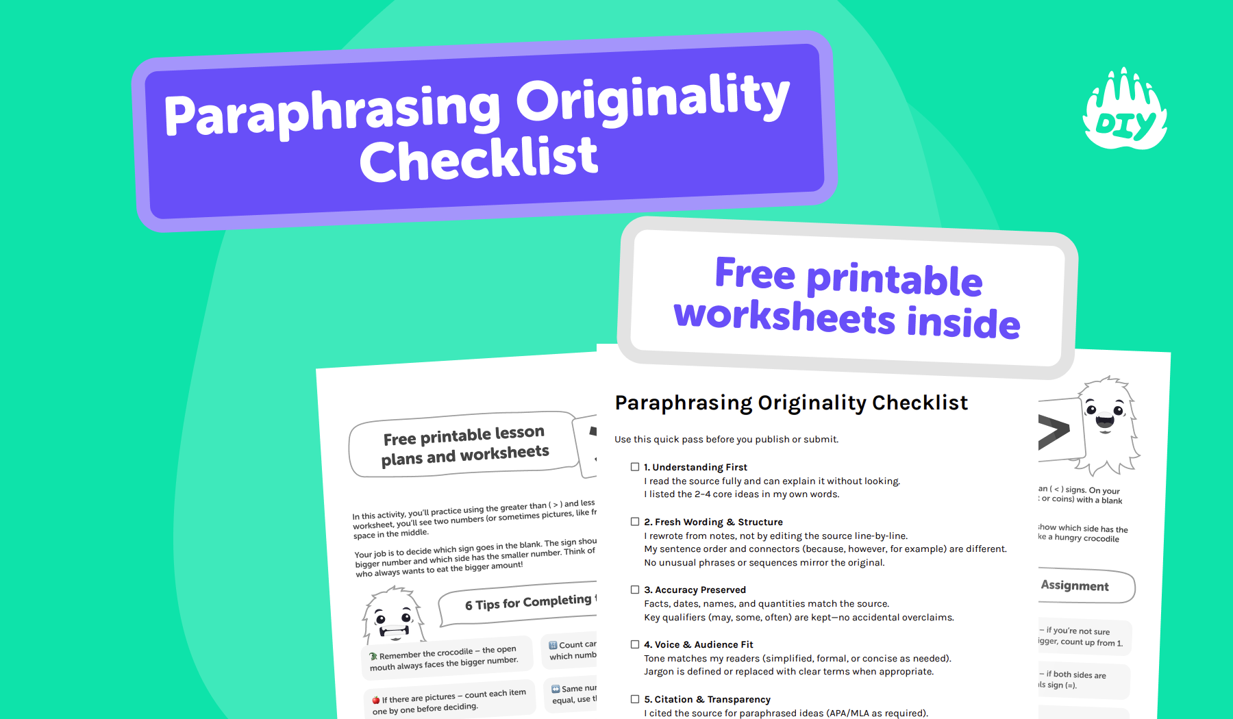 Paraphrasing Originality Checklist