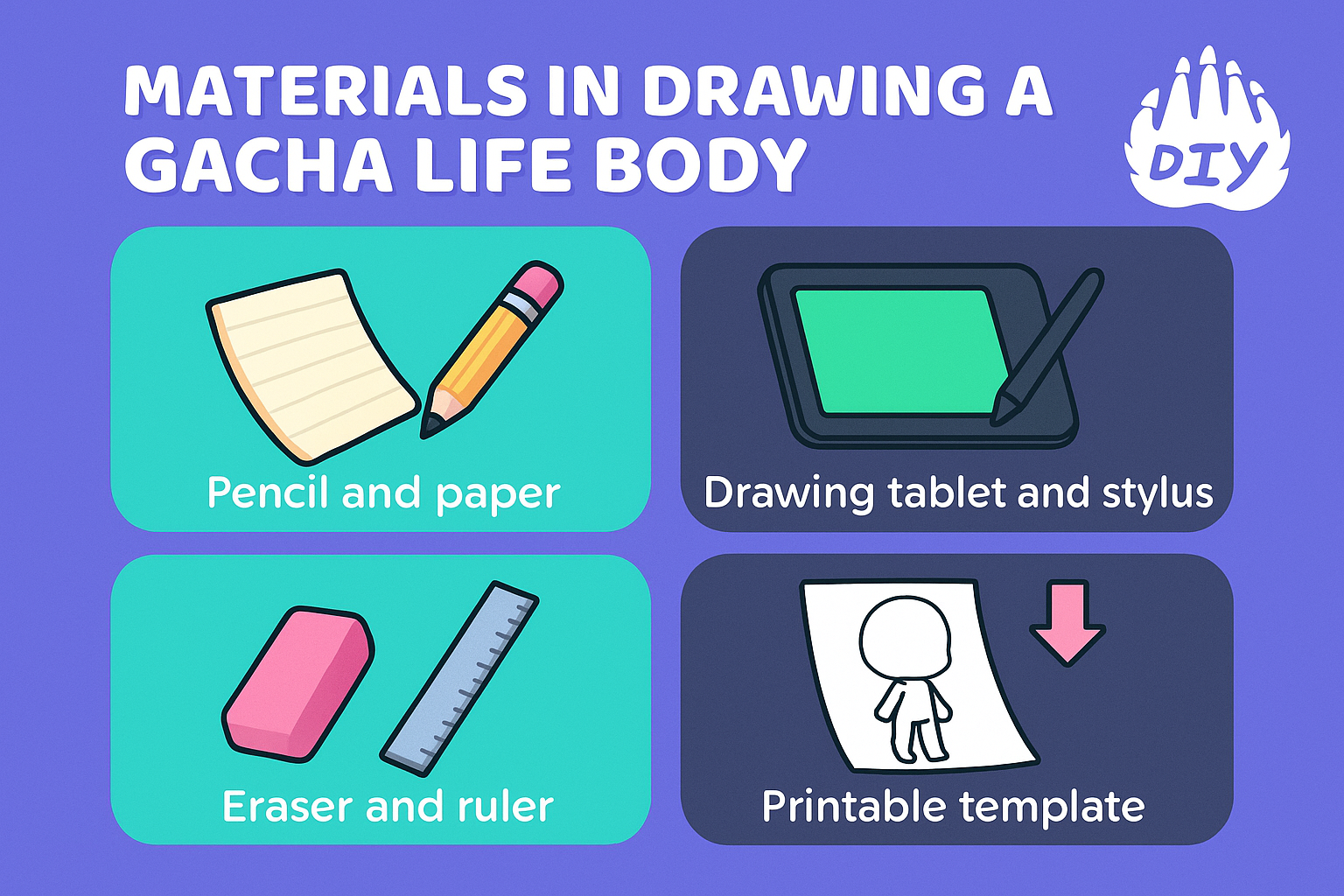 Materials in Drawing a Gacha Life Body