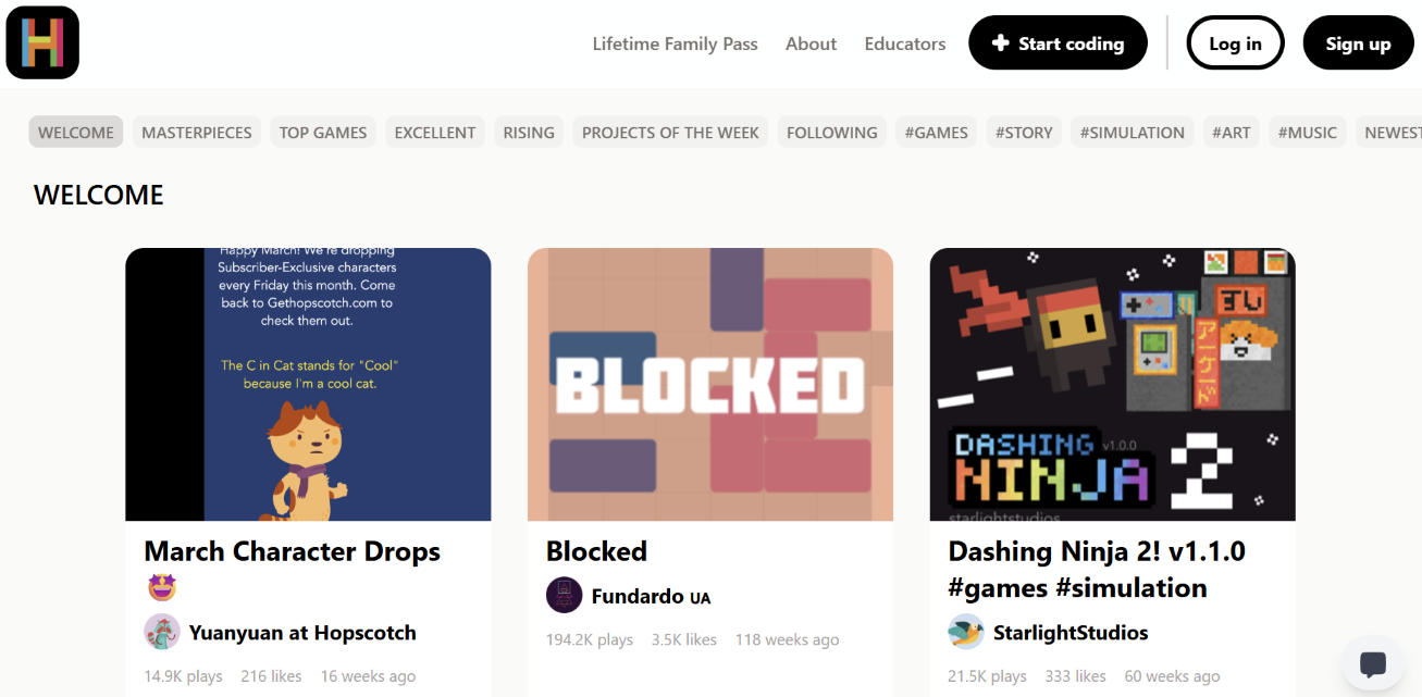 6. Hopscotch – Design Games and Share with Peers