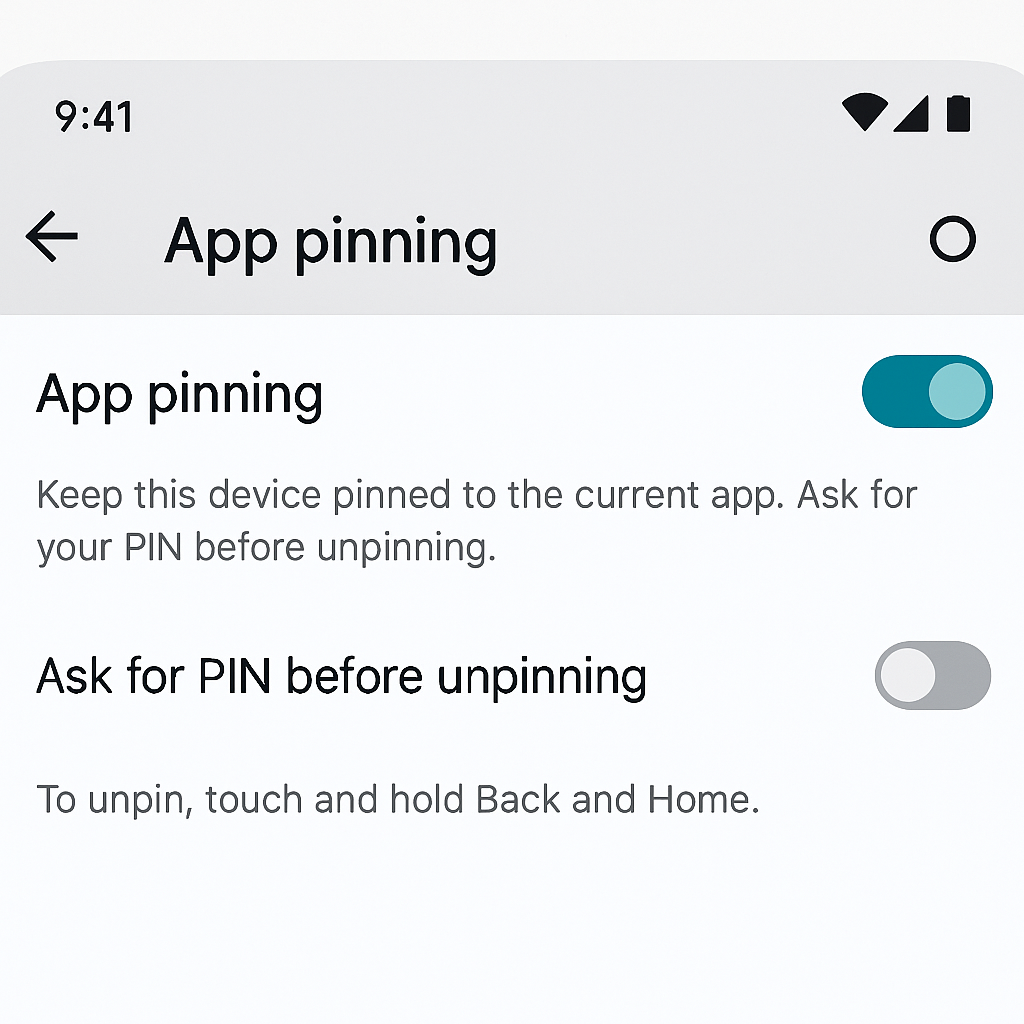 Screenshot Android App Pinning ON