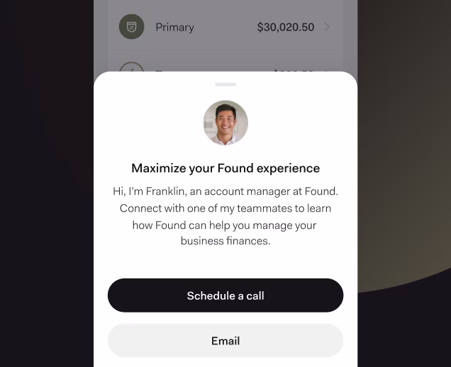 mobile image of prompt to connect with a dedicated account manager