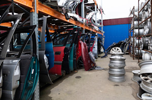 pièces auto dans un garage