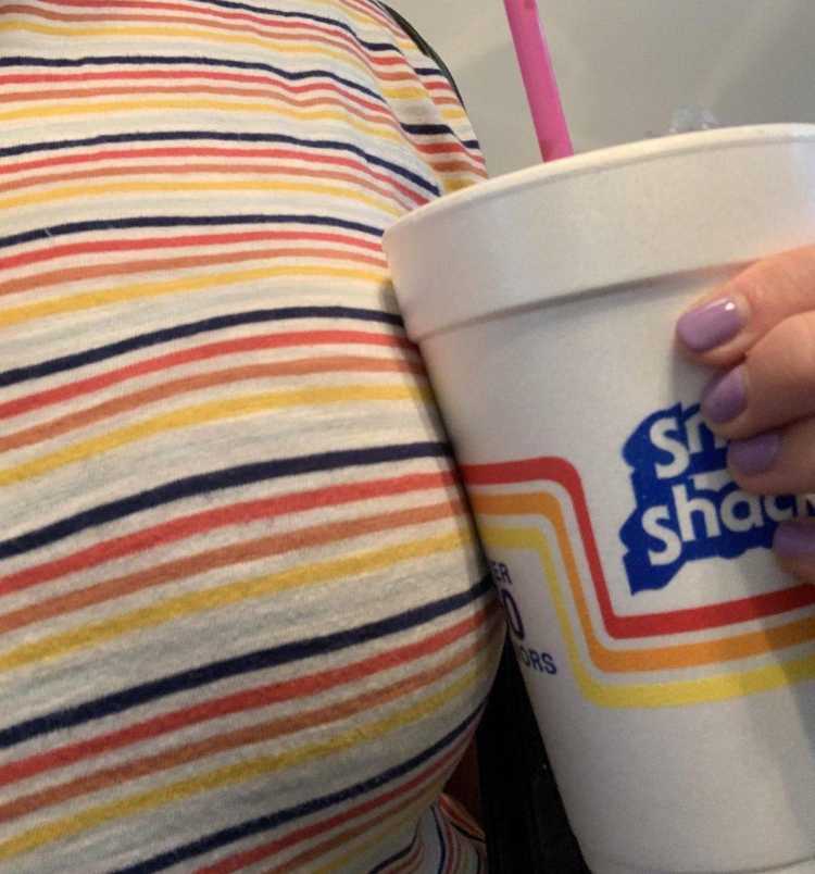 Unexpected Outfit woman's shirt matches cup