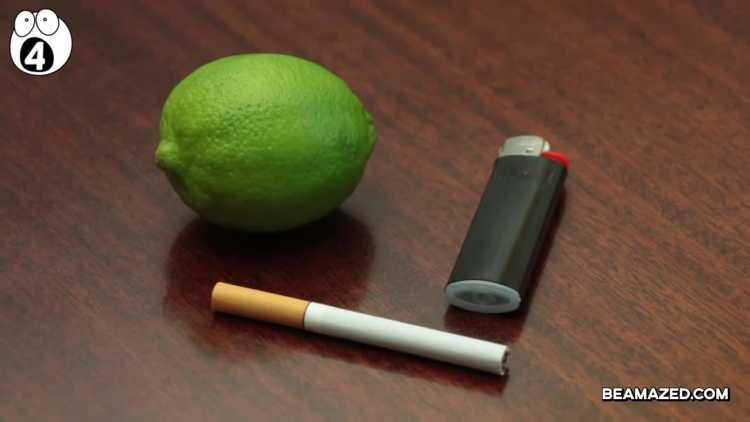 Bar Trick Bets Cutting Limes with Cigarettes