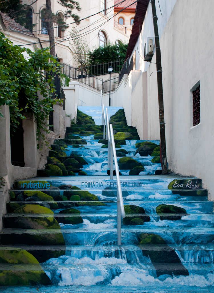 Painted Stream street art stairs Bucharest 