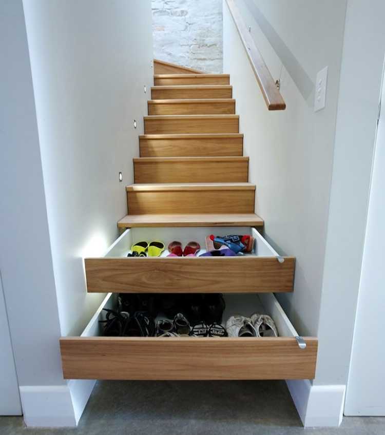 storage drawers in stairs