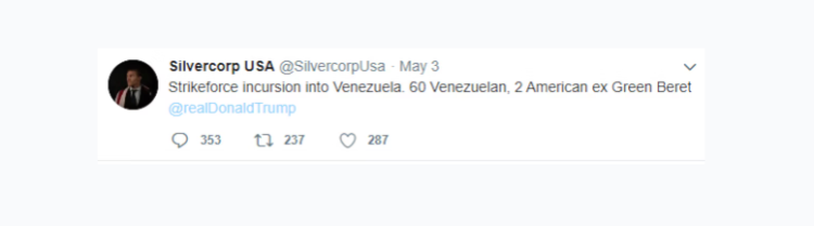 silvercorp tweet operation venezuela