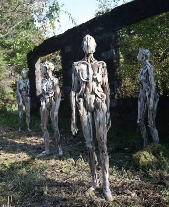 Nagato Iwasaki driftwood sculptures humanoids