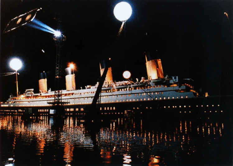 Titanic movie production set ship